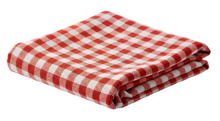 Fototapeta premium Classic Red and White Gingham Checkered Folded Cotton Tablecloth for Kitchen or Picnic