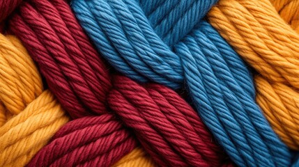 Close-up hand-woven tapestry background with intricate thread patterns