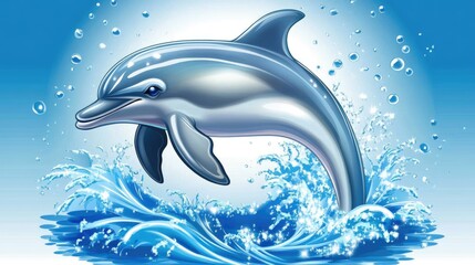 Obraz premium Playful Dolphin Leaping Through Ocean Waves
