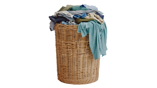 Overflowing Laundry Basket  Clothes  Wicker  Home  Cleanliness  Textile