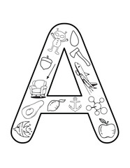 Uppercase Letter A Coloring Page – Bold Alphabet Art for Bulletin Boards & Educational Crafts