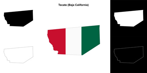 Tecate municipality (Baja California) outline map set