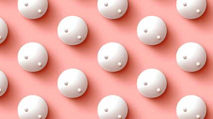 White, pearl-topped pastries arranged on pink for food or dessert pattern