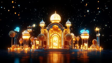 Obraz premium Eid Mubarak 2025 Celebrate the Spirit of Eid with Vibrant Colors.