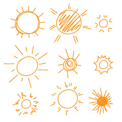 Vector doodle hand drawn sun