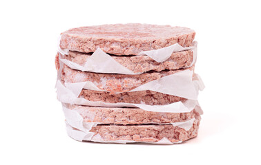 Beef Hamburger Patties Isolated on a White Background