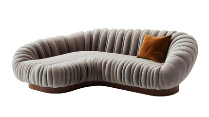 Modern Sectional Sofa  Tufted Velvet  L Shaped  Beige  Brown Pillow  Luxury Furniture