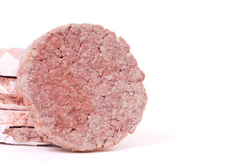 Beef Hamburger Patties Isolated on a White Background