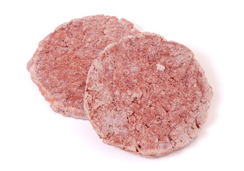 Beef Hamburger Patties Isolated on a White Background
