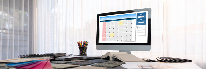 Calendar on computer software application for brisk schedule planning for personal organizer and...