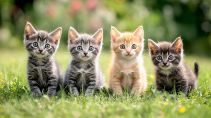 Adopt me cartoon landing page. Homeless pets adoption event announcement promo with funny kittens. Animal shelter charity, rescue, protection and support, custody, help to stray cats Vector web