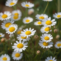 A field of beautiful daisies blooming under the sunlight.