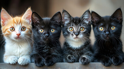 Adopt me cartoon landing page. Homeless pets adoption event announcement promo with funny kittens. Animal shelter charity, rescue, protection and support, custody, help to stray cats Vector web