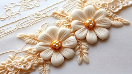 Delicate lace glove background with vintage embroidered details