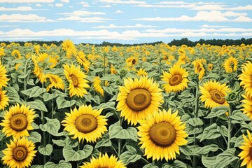 Fototapeta premium Sunflower field nature outdoors plant.