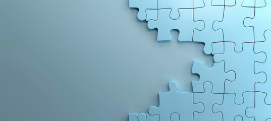 A close-up of a blue jigsaw puzzle with a missing piece, symbolizing problem-solving, teamwork, and strategy. The textured surface adds depth to the image.