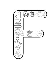 Fun Letter F Coloring Sheet – Floral & Frog-Themed Uppercase Design for Kids’ Learning

