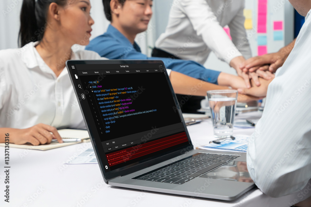 Fototapete Software development programming on computer screen for brisk application and program coding