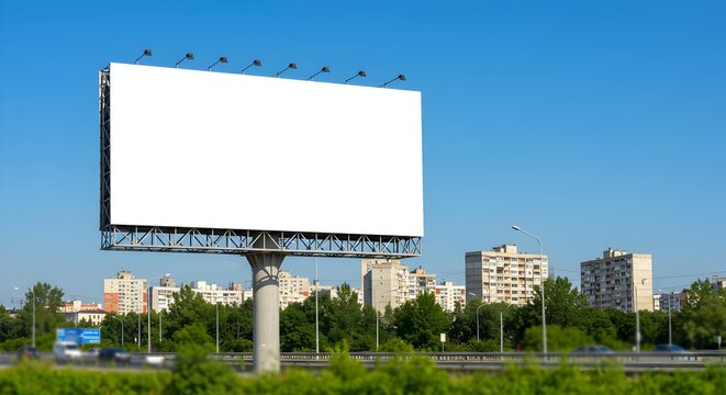 Large Billboard with Clear Blue Sky Background for Advertising Mockup