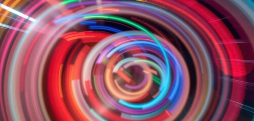 Abstract swirling wheel tracks, vibrant colors, blurred motion, dynamic energy, futuristic, seamless