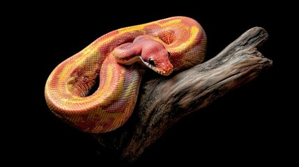 Obraz premium Stunning Sunfire Blood Python on Driftwood