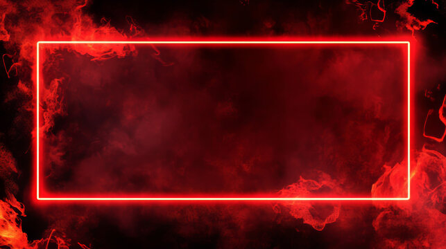 Offline banner red stream template design. Game broadcast media overlay with neon light frame. Abstract cover layout element for streamer. Social media button on channel interface.