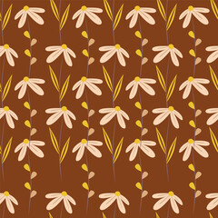 Cute white flowers seamless pattern