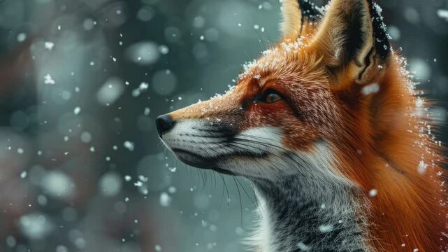 Red fox in winter snow