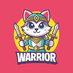Fototapeta premium Fierce and Mighty Cat Warrior Mascot Vector Illustration in EPS 10 Format