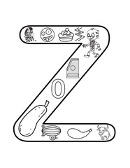 Vibrant Letter Z Coloring Page – Zebra & Zoo-Themed Uppercase Art for Classroom Activities

