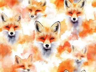 Fototapeta premium Fox Pattern Wallpaper