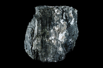 Galena mineral on black background.