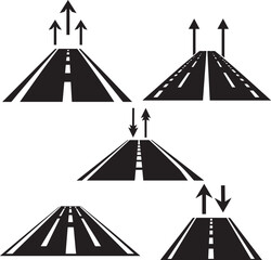 Road with one Arrow  Going and one coming silhouette vector