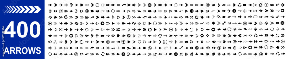 Poster arrows 400 black set icons, arrow icon, modern simple arrows, arrow vector collection cursor