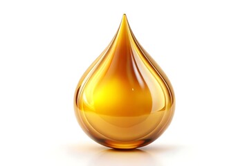 A golden drop of liquid sunshine, symbolizing abundance and energy, rendered with a smooth, glossy surface against a bright white background.
