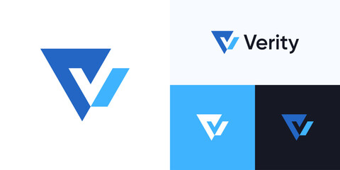 Check mark logo icon design for technology and business template elements, Abstract geometric negative space symbol check vector illustrations.