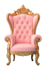 Majestic Pink Throne Chair with Elegant Details and Royal Design for Luxury Interior D&eacute;cor and Fashion Inspiration