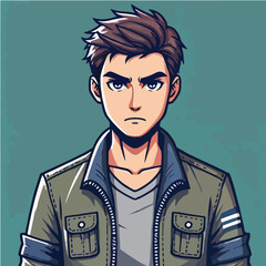 cool and cynical male character vector