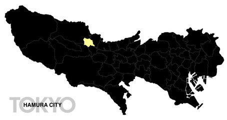 Obraz premium 東京都羽村市の位置地図 境界線有_2