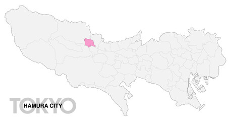 Obraz premium 東京都羽村市の位置地図 境界線有_1