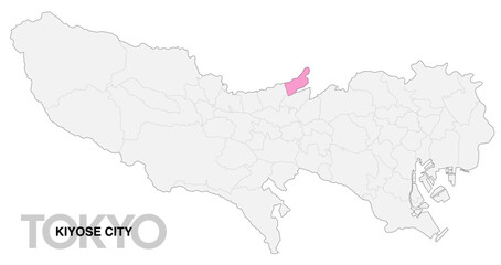 Fototapeta premium 東京都清瀬市の位置地図 境界線有_1