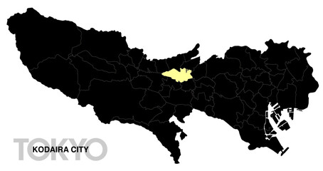 Obraz premium 東京都小平市の位置地図 境界線有_2