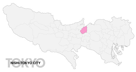 Fototapeta premium 東京都西東京市の位置地図 境界線有_1