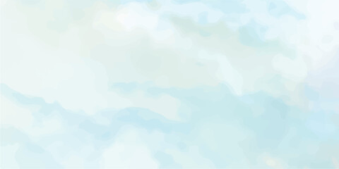 Fototapeta premium Clouds and sky watercolor vector hand drawn vector illustration. Abstract blue winter watercolor background. Sky pattern with snow. Light blue watercolour paper texture background. 