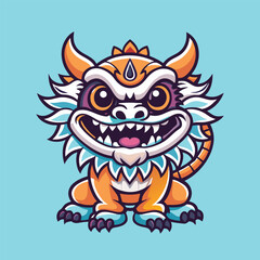 Majestic Chinese Dragon Vector Illustration in White Background