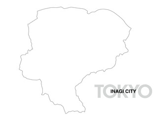 東京都稲城市の白地図