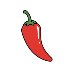 Flat Color Vector Set of Fresh Fruits and Vegetables on White Background