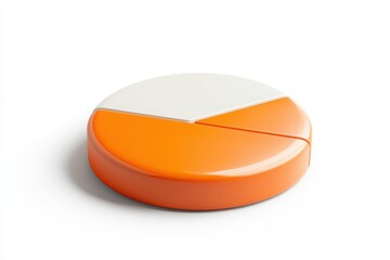 3d pie chart icon isolated on white or white background.