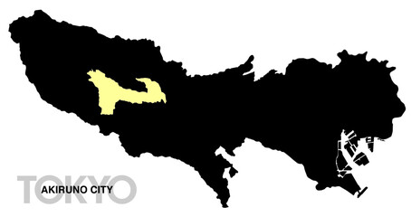 Obraz premium 東京都あきる野市の位置地図 境界線無_2