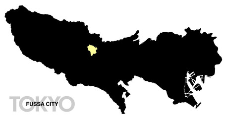 Obraz premium 東京都福生市の位置地図 境界線無_2